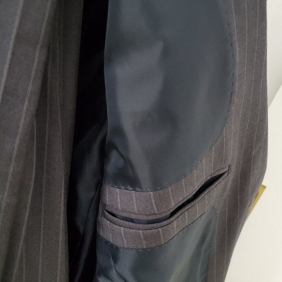 Men's Grey Pin Striped Single Breasted Suit - Picture 3 of 4